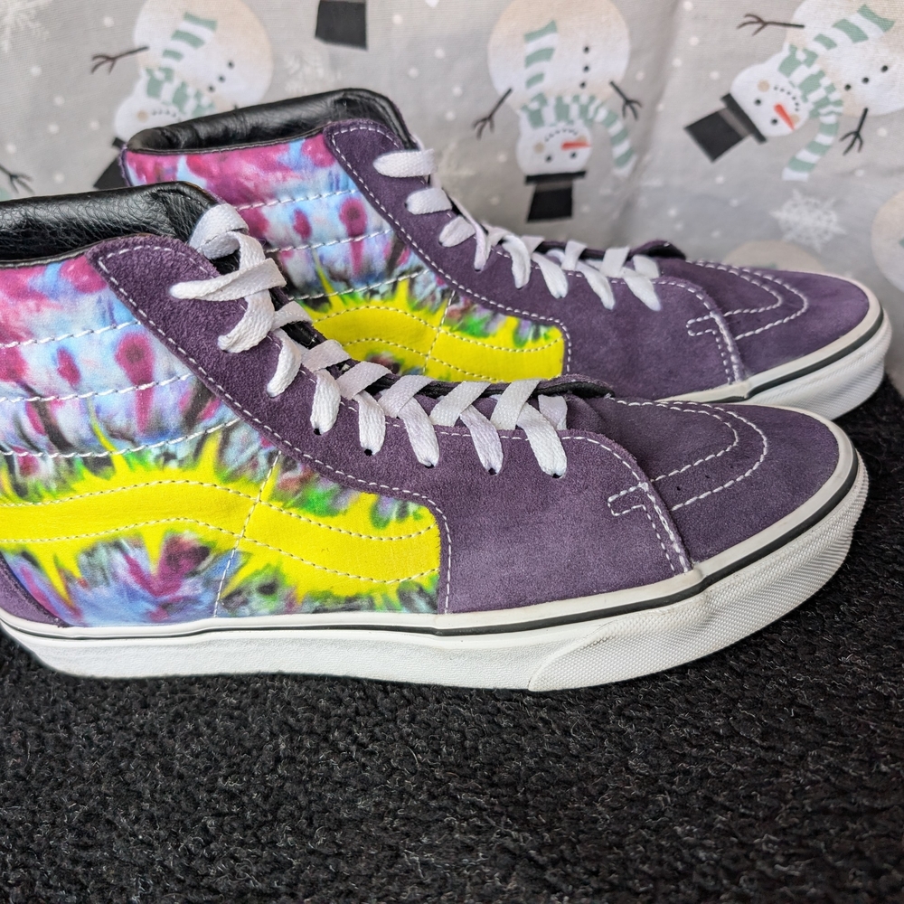 Vans Purple and Yellow High-Top Sneakers